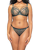 Surrender Plunge Bra And Brief Emerald TKD Lingerie Scantily Luxury F1