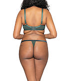 Surrender Plunge Bra And Thong Emerald TKD Lingerie Scantily Luxury B1