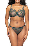 Surrender Plunge Bra And Thong Emerald TKD Lingerie Scantily Luxury F1