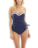 TKD Lingerie Core Panache Swim Anya Cruise Moulded Bandeau Tankini Strapless Classic Pant Navy White