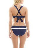 TKD Lingerie Core Panache Swim Anya Cruise Moulded Multiway Bikini Cross Back Navy White Fold Pant B
