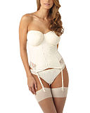 TKD Lingerie Occasion Panache Evie Bridal Basque Ivory with Suspenders Thong F