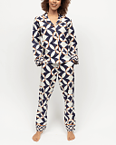 Taylor Big Geo Print PJ Set Navy Mix TKD Lingerie Cyberjammies Fashion F1