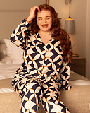 Taylor Big Geo Print PJ Set Navy Mix TKD Lingerie Cyberjammies Fashion L1