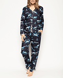 Verity Horse Print Top And Pant Navy Mix TKD Lingerie Cyberjammies F1
