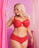 Victory Balcony Bra And Short Poppy Red TKD Lingerie Curvy Kate Fashion L2