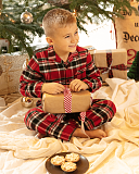 Windsor Check Long Sleeve Pyjama Set Red Mix TKD Lingerie Boys Minijammies Fashion L1
