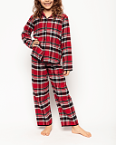 Windsor Check Long Sleeve Pyjama Set Red Mix TKD Lingerie Girls Minijammies Fashion F1