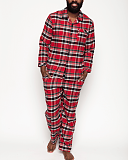 Windsor Check Long Sleeve Pyjama Set Red Mix TKD Lingerie Mens Cyberjammies Fashion F1