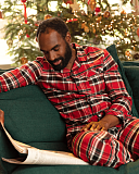 Windsor Check Long Sleeve Pyjama Set Red Mix TKD Lingerie Mens Cyberjammies Fashion L1