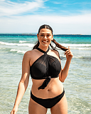 Wrapsody Bandeau Bikini And Brief Black Curvy Kate Swim TKD Lingerie L1