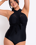 Wrapsody Bandeau Swimsuit Black Curvy Kate Swim TKD Lingerie F2