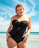 Wrapsody Bandeau Swimsuit Black Curvy Kate Swim TKD Lingerie L1