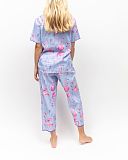 Zoey Flamingo Print Croped Pyjama Bottoms Blue Mix TKD Lingerie Cyberjammies Fashion B1