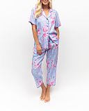 Zoey Flamingo Print Pyjama Set Blue Mix TKD Lingerie Cyberjammies Fashion F1