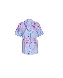 Zoey Flamingo Print Pyjama Set Blue Mix TKD Lingerie Cyberjammies Fashion CF1