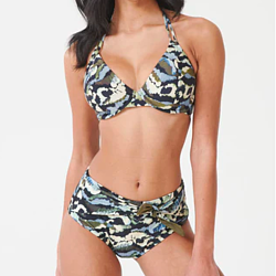 Adeje Halterneck Bikini Top Earthy Print
