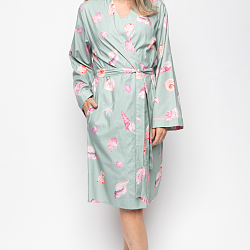 Coral Shell Print Short Dressing Gown