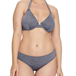 Denim Lurex Halter Bikini Top