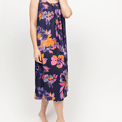 Edie Floral Print Long Nightdress Navy