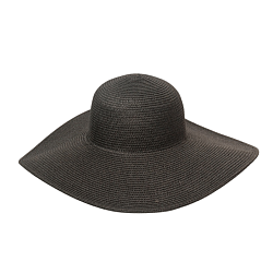 Eryka Wide Brim Straw Sun Hat, Black