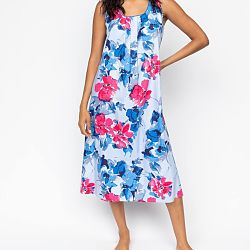 Lyla Floral Print Long Nightdress Blue Floral