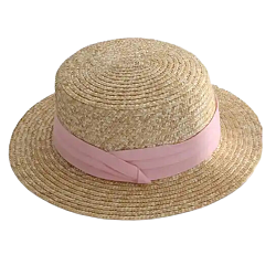 Macey Broad Brim Hat Light Pink Ribbon