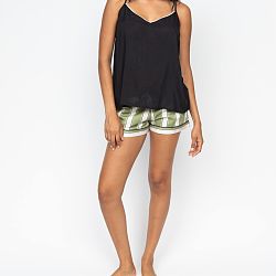 Nancy Modal Cami and Striped Shorty Set Green Mix