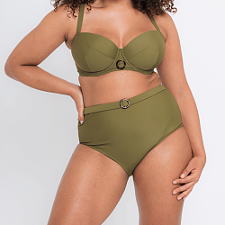 Retro Sun Padded Balcony Bikini Top Olive