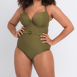 Retro Sun Padded Plunge Swimsuit Olive