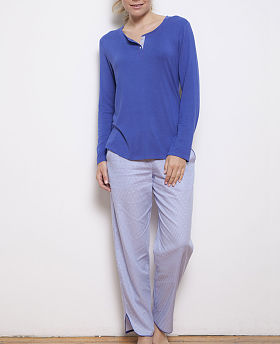 Vienna Long Sleeve Knit and Woven Spot Print Pyjama Set