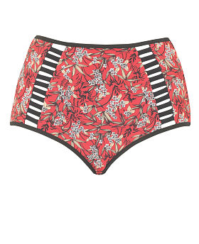 Maya High Waist Brief Red Print