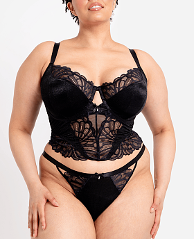 Boost Bombshell Longline Padded Balcony Bra Black Sparkle