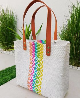 Color Burst Woven Beach Bag