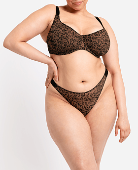 Cool Cat Scooped Balcony Bra Leopard Brown