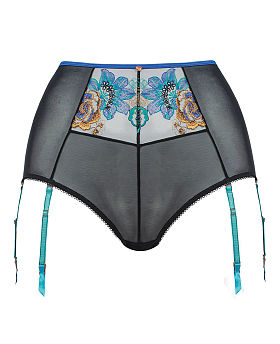 Encounter High Waist Suspender Brief Black/Peacock
