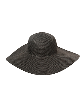 Eryka Wide Brim Straw Sun Hat, Black