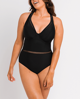 First Class Plunge Swimsuit Black