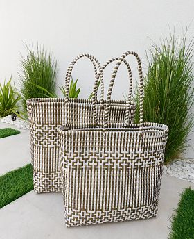 Gold & White Woven Beach Bag Gold & White Woven Beach Bag