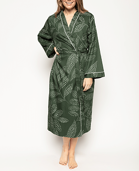 Imogen Leaf Print Long Dressing Gown