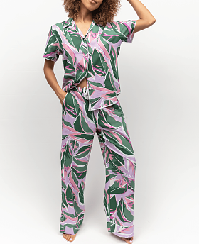Lexi Leaf Print Wide Leg Pyjama Set