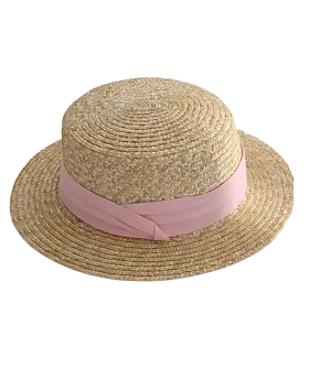 Macey Broad Brim Hat Light Pink Ribbon