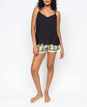 Nancy Modal Cami and Striped Shorty Set Green Mix