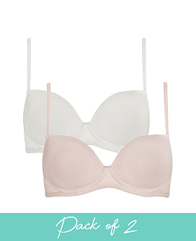 Sophia Non Wired T-Shirt Bra Blush & Cream