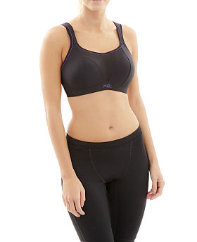 Panache Non Wired Sports Bra Black/Purple Piping Panache Non Wired Sports Bra Black/Purple Piping
