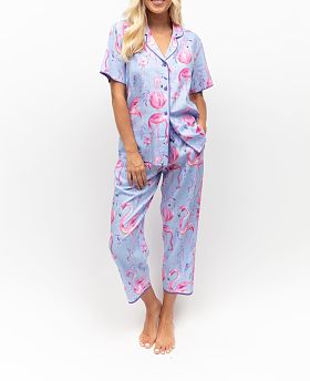 Zoey Flamingo Print Cropped Pyjama Set